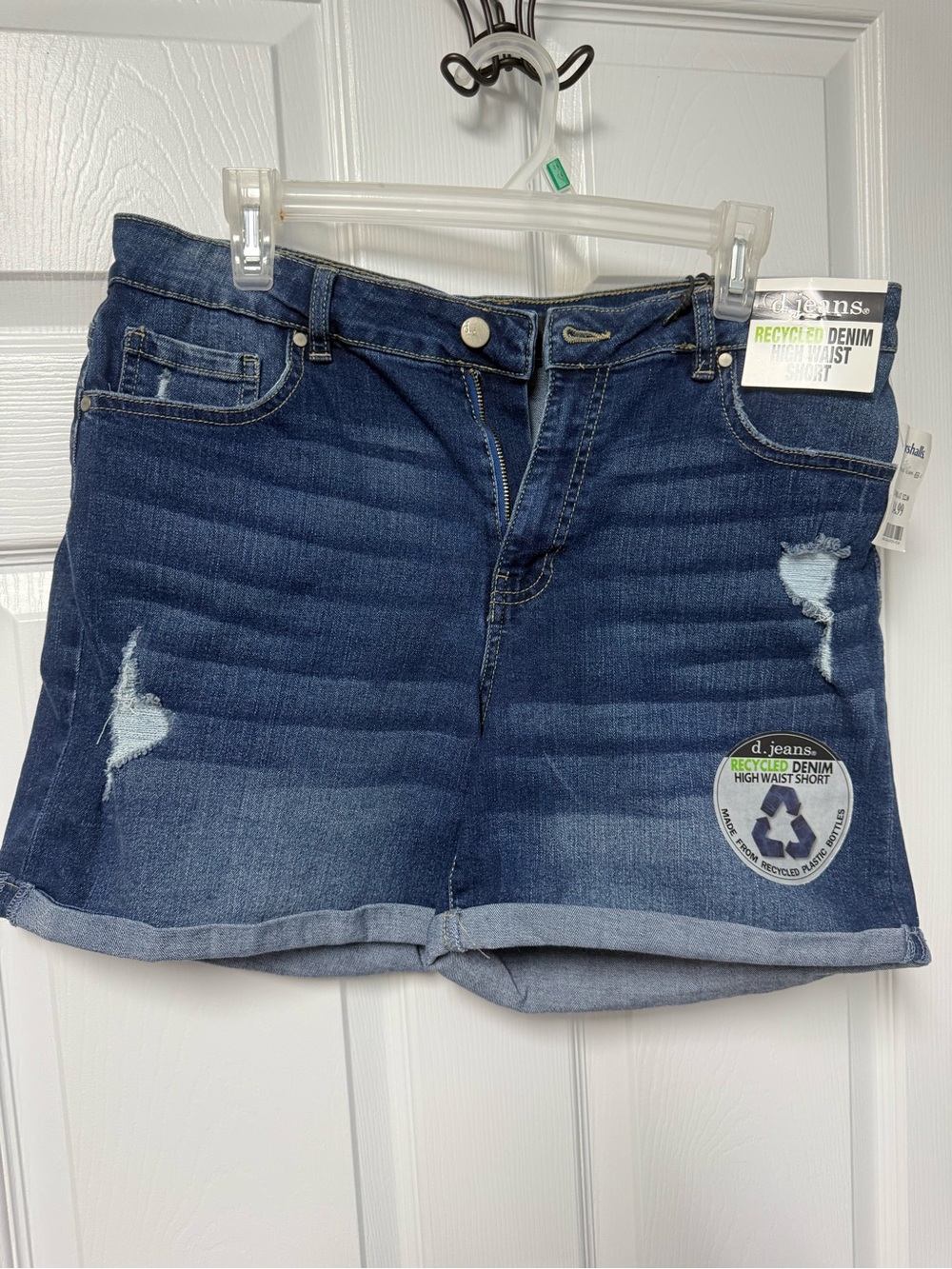 d. jeans Dark Blue High-Waist Distressed Denim Shorts